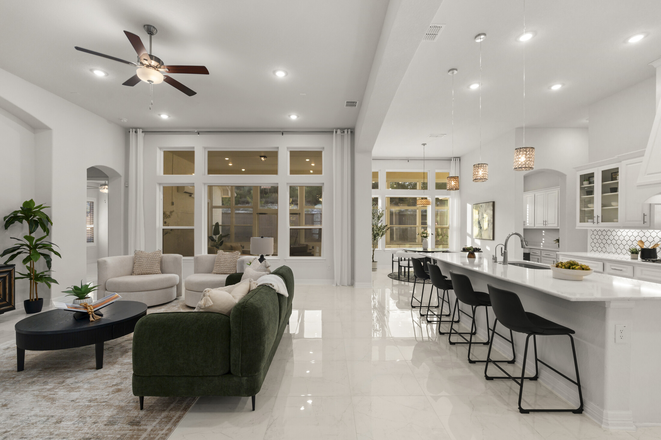 Open-concept living and kitchen